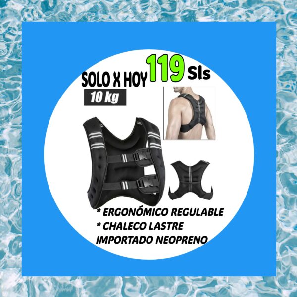 Chaleco Lastre De 10 Kilos Importado Regulable Negro