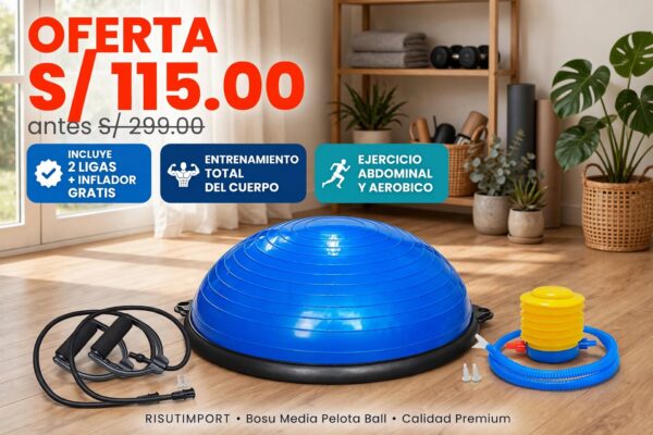 Bosu Media Pelota Ball  + Regalo 2 Ligas + Inflador
